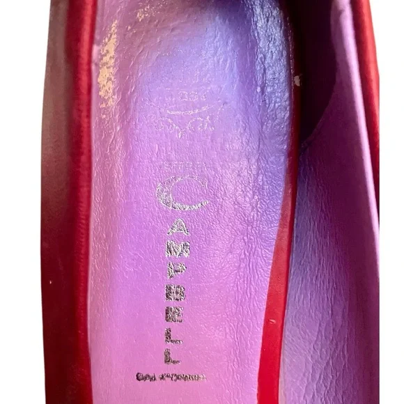 Jeffrey Campbell Maude Red Leather Wedge Shoes Rounded Toe Women's Size 9.5M - Picture 8 of 8